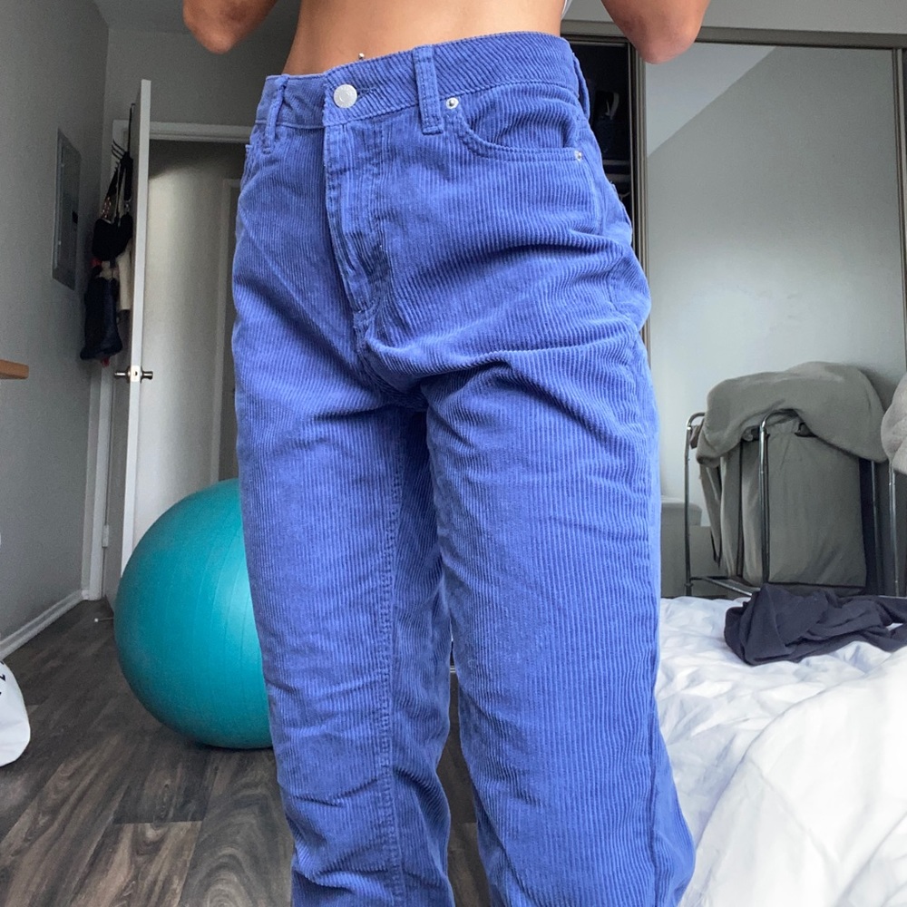 BDG blue corduroy mom high rise pants